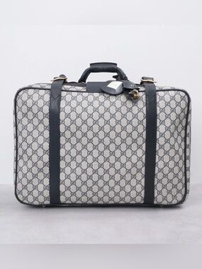 Gucci Vintage GG Supreme Monogram‎ Suitcase Travel Bag Navy